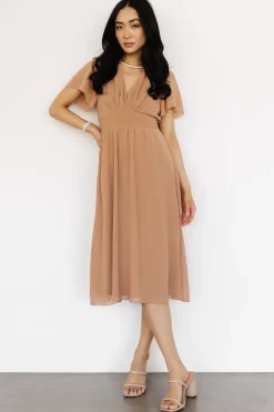 Baltic Born midi dresses|WEDDING SUITE|Sarah Smocked Midi Dress | Dusty Camel