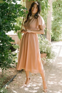 Baltic Born midi dresses|WEDDING SUITE|Sarah Smocked Midi Dress | Dusty Camel
