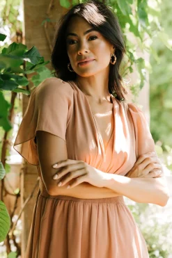 Baltic Born midi dresses|WEDDING SUITE|Sarah Smocked Midi Dress | Dusty Camel