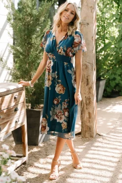 Baltic Born midi dresses|WEDDING SUITE|Sarah Smocked Midi Dress | Blue Floral