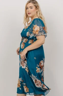 Baltic Born midi dresses|WEDDING SUITE|Sarah Smocked Midi Dress | Blue Floral