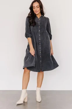 Baltic Born short dresses|bump friendly|Sari Babydoll Dress | Washed Black