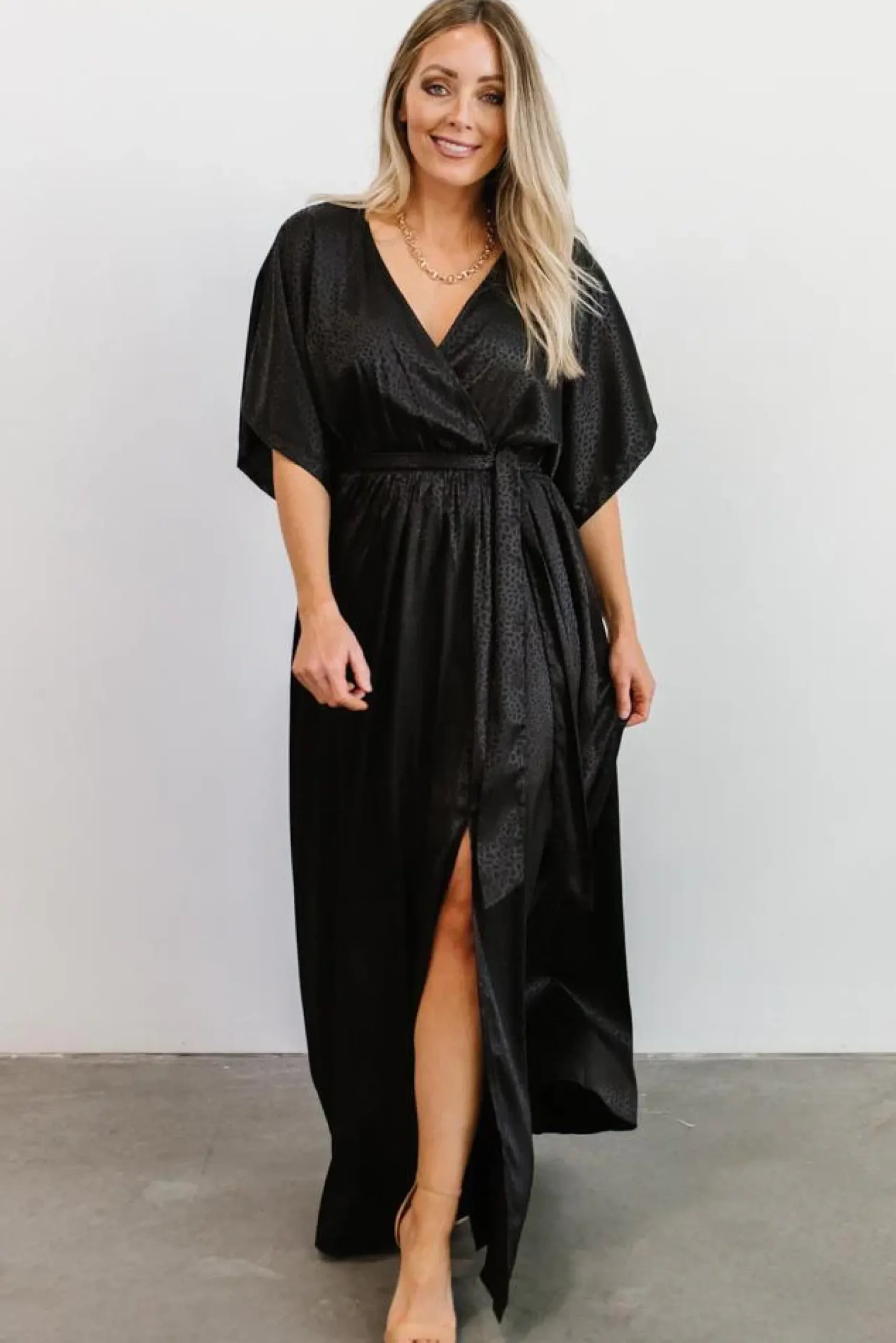 Baltic Born SALE|Savannah Print Kimono Maxi | Black