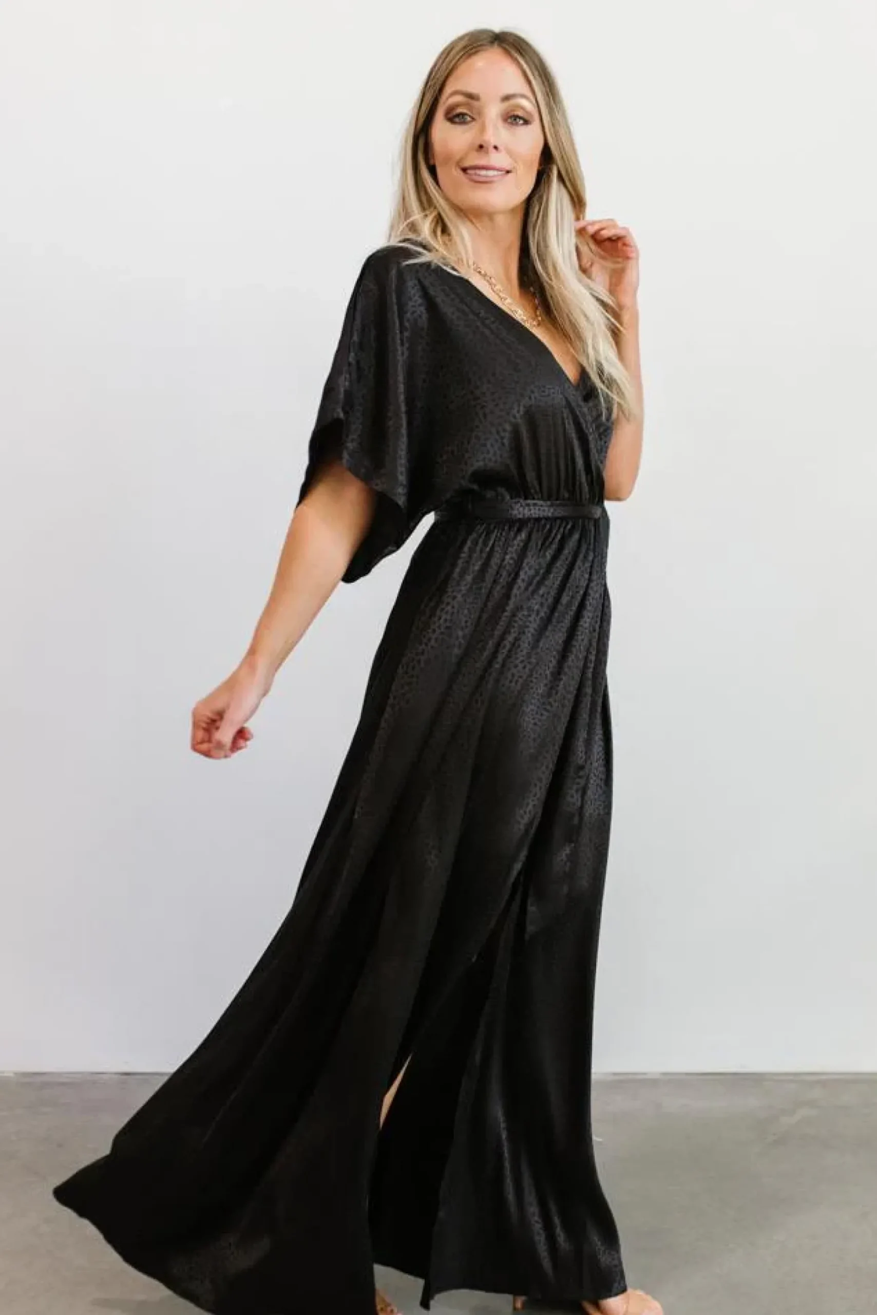 Baltic Born SALE|Savannah Print Kimono Maxi | Black