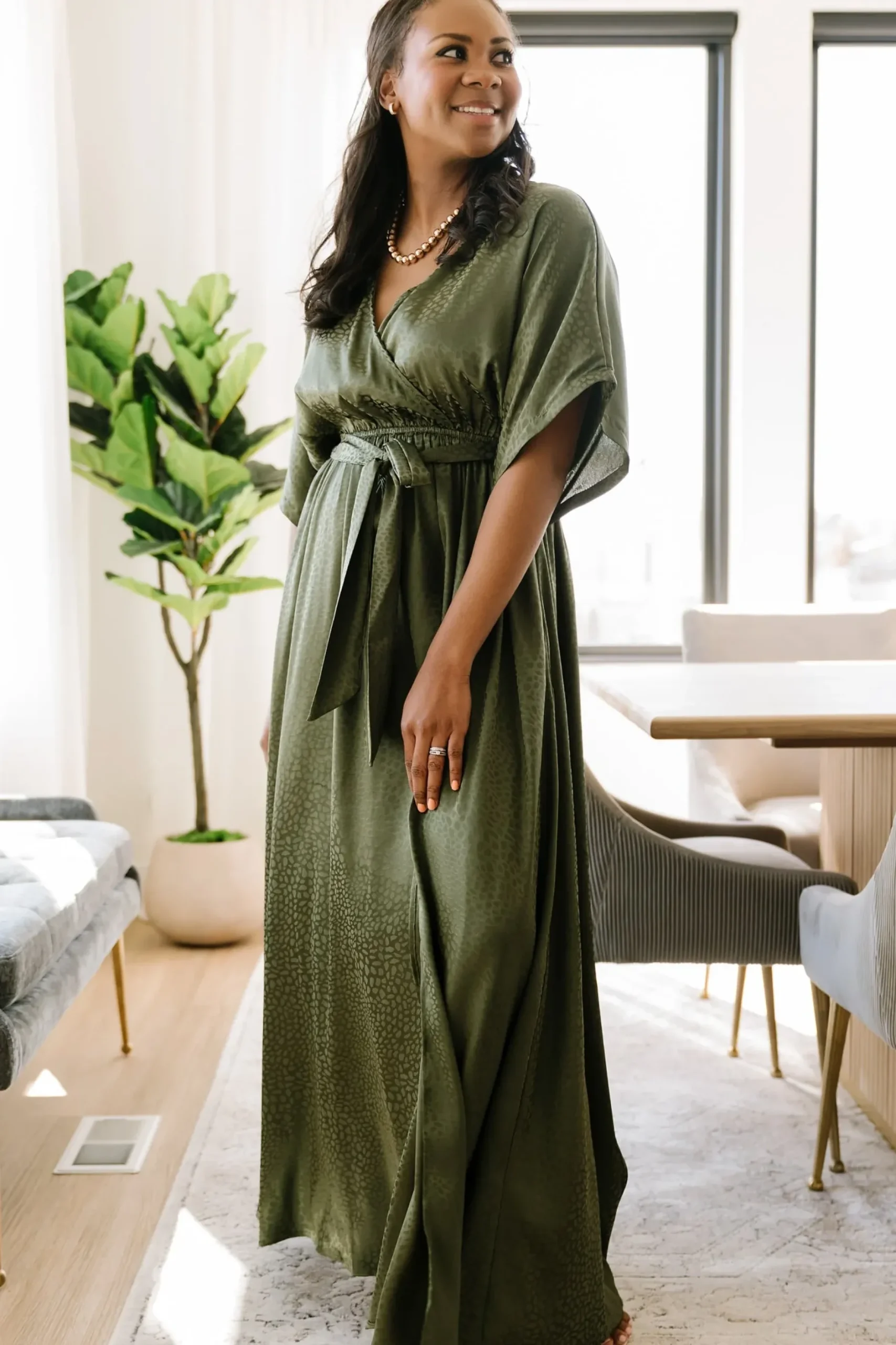 Baltic Born SALE|Savannah Print Kimono Maxi | Olive