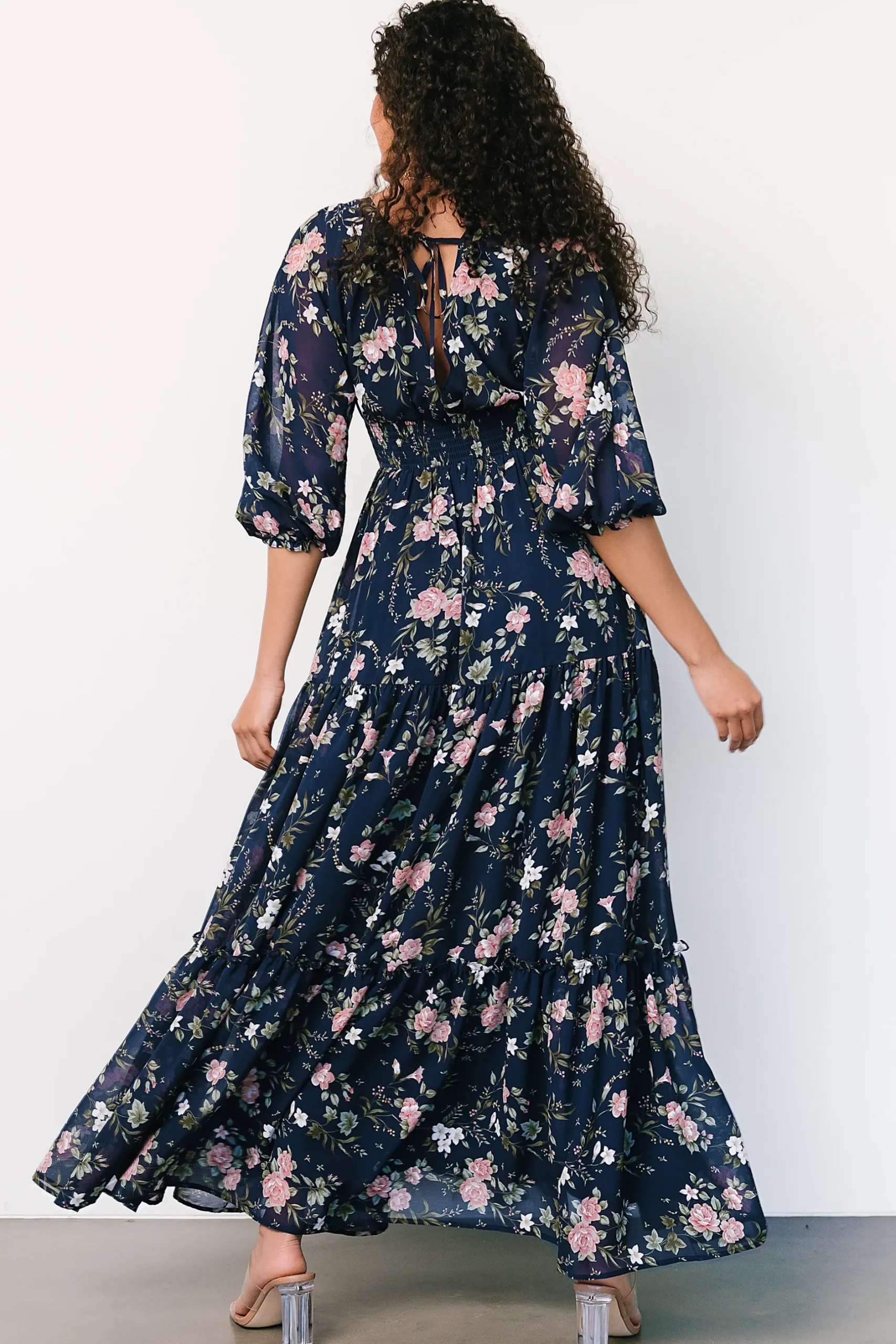 Baltic Born maxi dresses|bump friendly|Sawyer Tiered Maxi Dress | Navy + Pink