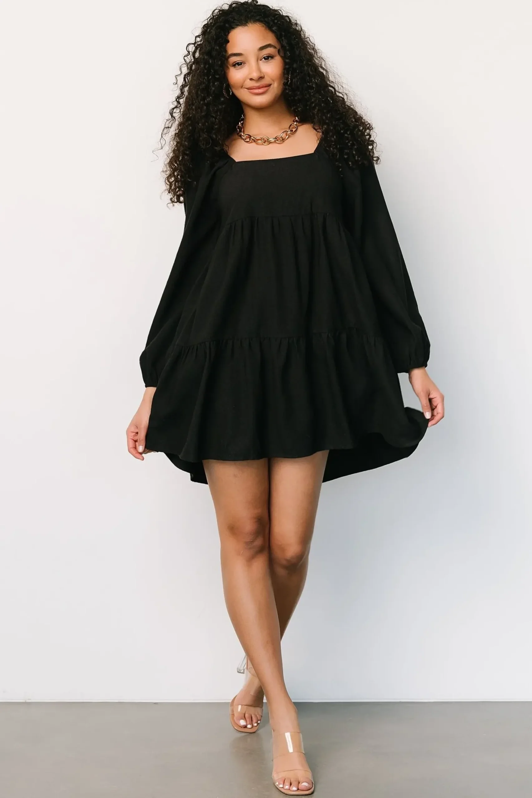 Baltic Born short dresses|Selena Tiered Mini Dress | Black