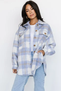 Baltic Born outerwear|Sharon Plaid Shacket | Blue + Off White