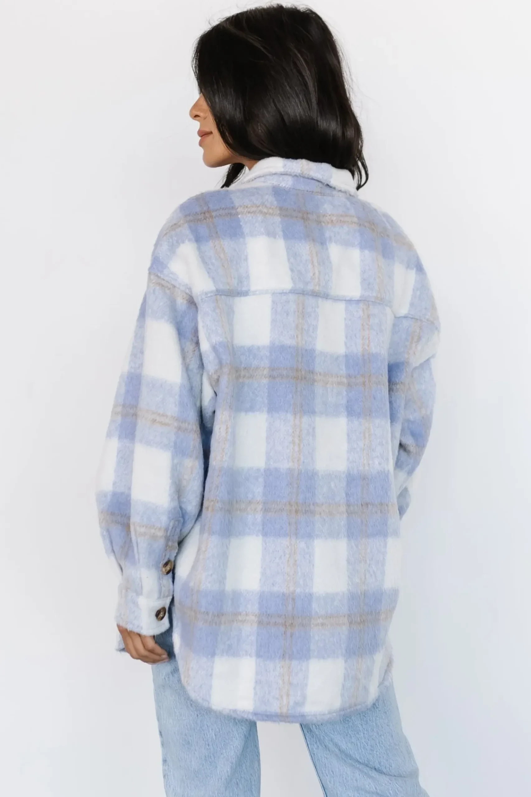 Baltic Born outerwear|Sharon Plaid Shacket | Blue + Off White