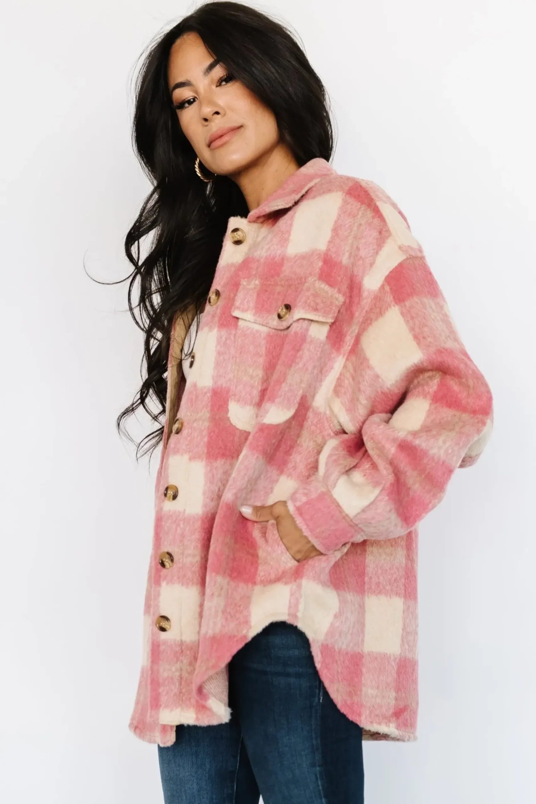 Baltic Born outerwear|Sharon Plaid Shacket | Pink + Sand
