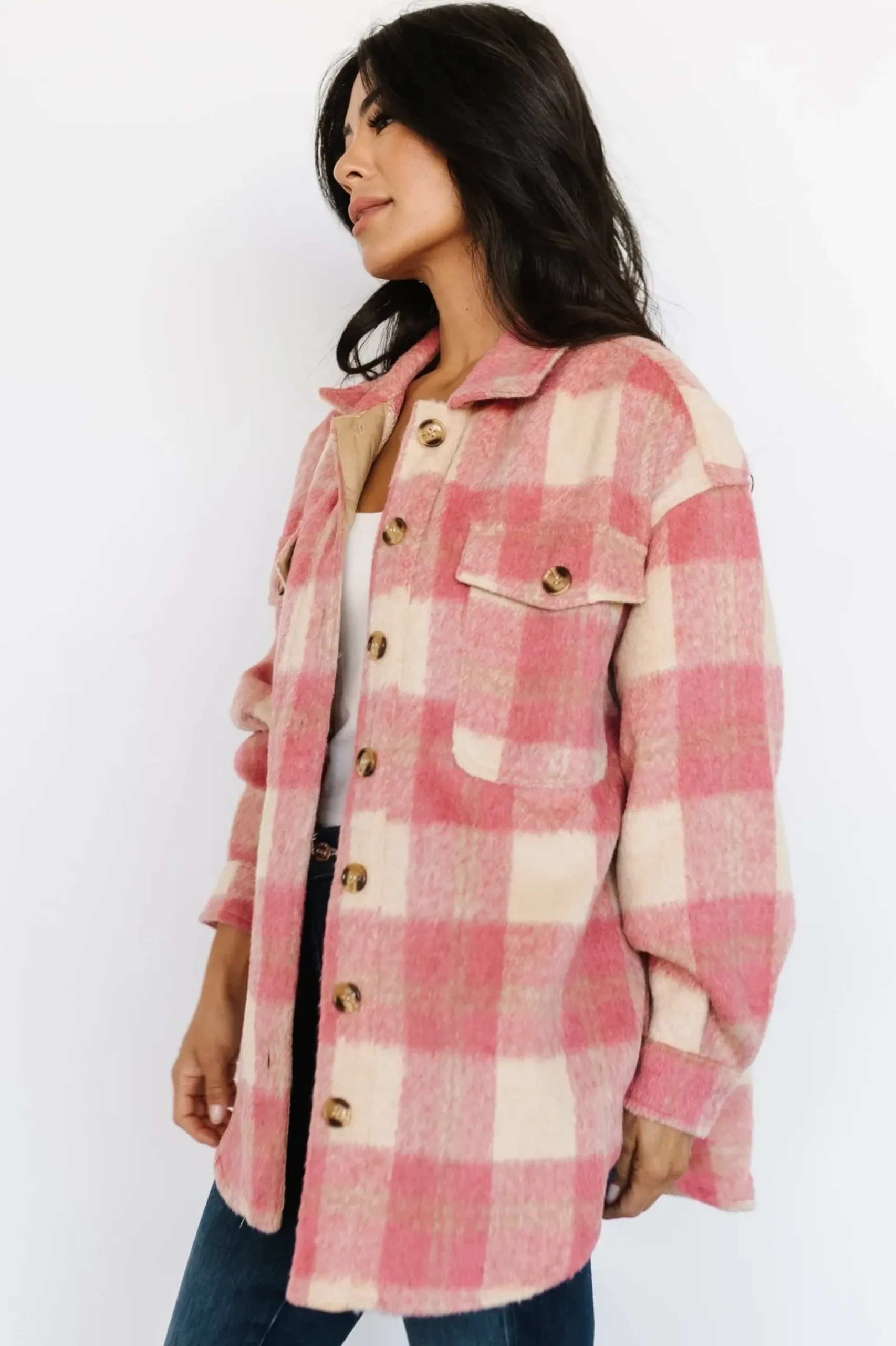 Baltic Born outerwear|Sharon Plaid Shacket | Pink + Sand