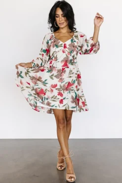 Baltic Born short dresses|EXTENDED SIZING|Shelley Short Dress | Ivory Floral