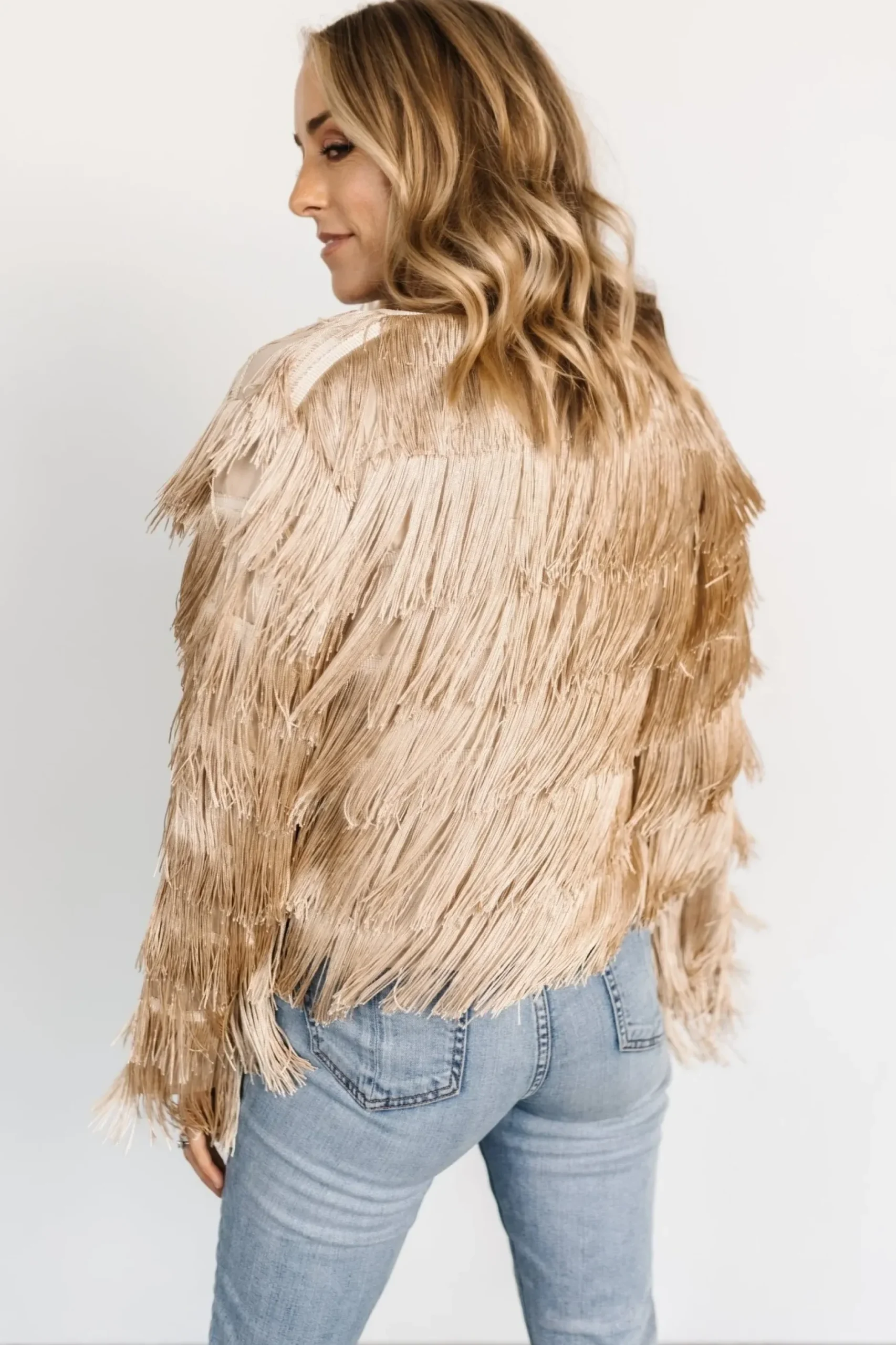 Baltic Born outerwear|Sheridan Fringe Jacket | Champagne