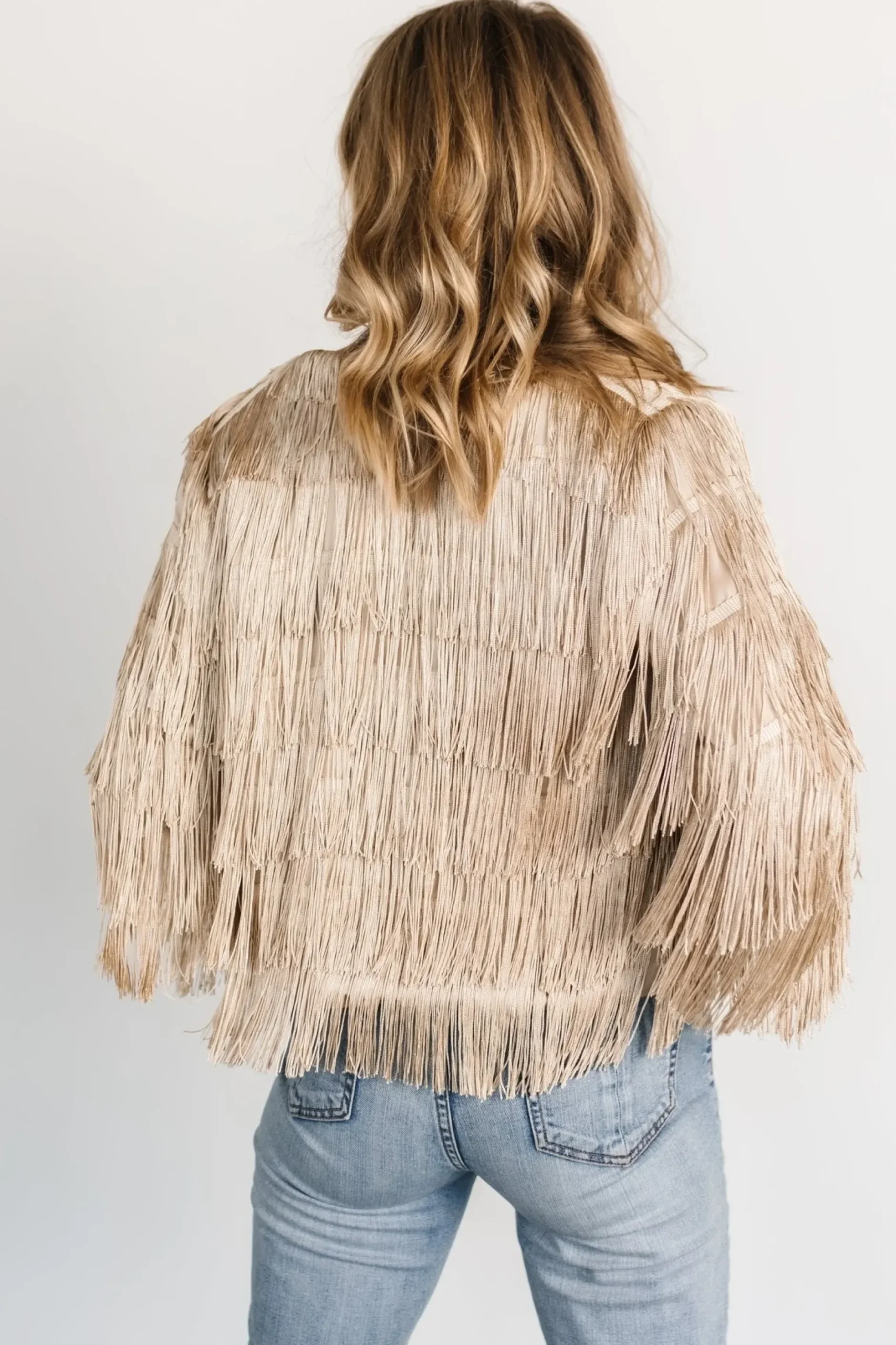 Baltic Born outerwear|Sheridan Fringe Jacket | Champagne