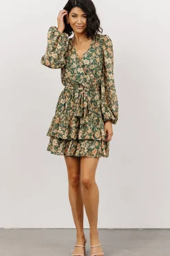 Baltic Born WINTER ESSENTIALS|Shirley Ruffle Mini Dress | Green Floral