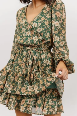 Baltic Born WINTER ESSENTIALS|Shirley Ruffle Mini Dress | Green Floral
