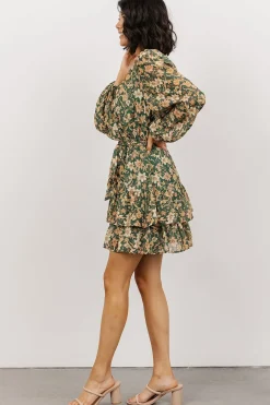 Baltic Born WINTER ESSENTIALS|Shirley Ruffle Mini Dress | Green Floral