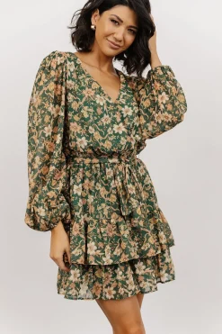 Baltic Born WINTER ESSENTIALS|Shirley Ruffle Mini Dress | Green Floral