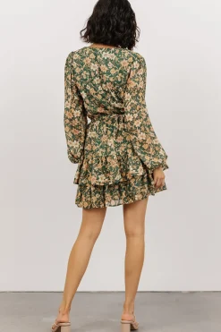 Baltic Born WINTER ESSENTIALS|Shirley Ruffle Mini Dress | Green Floral