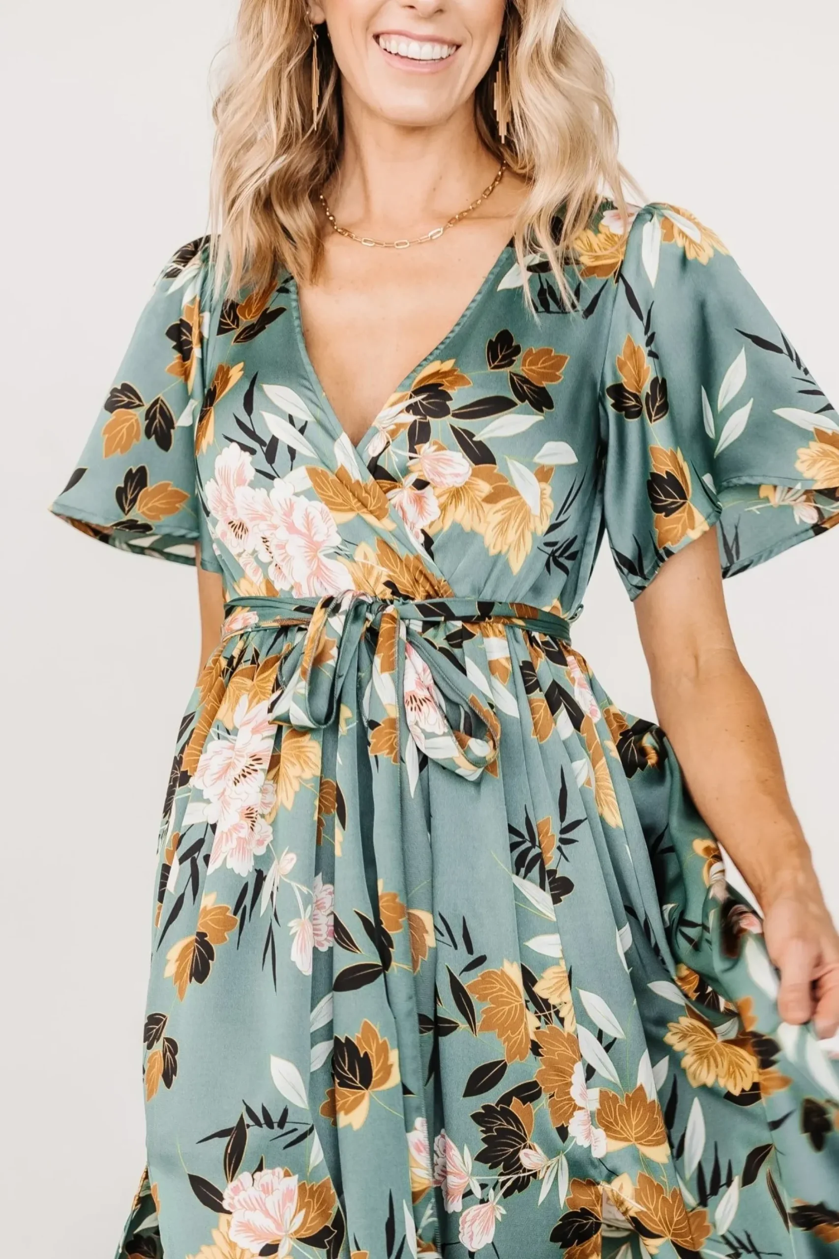 Baltic Born maxi dresses|WEDDING SUITE|Sicily Satin Maxi Dress | Eucalyptus Floral