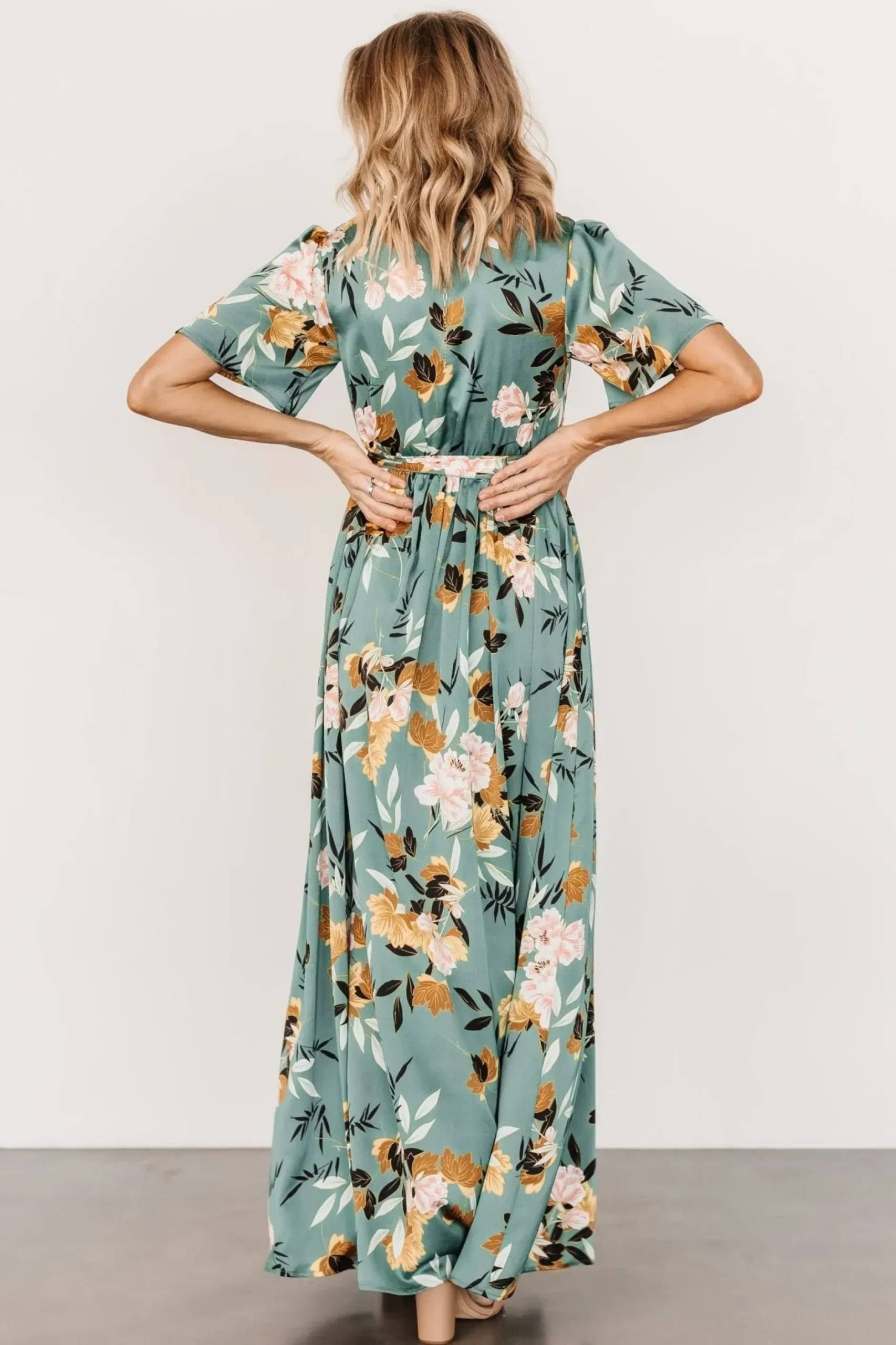Baltic Born maxi dresses|WEDDING SUITE|Sicily Satin Maxi Dress | Eucalyptus Floral