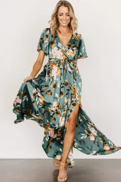 Baltic Born maxi dresses|WEDDING SUITE|Sicily Satin Maxi Dress | Eucalyptus Floral