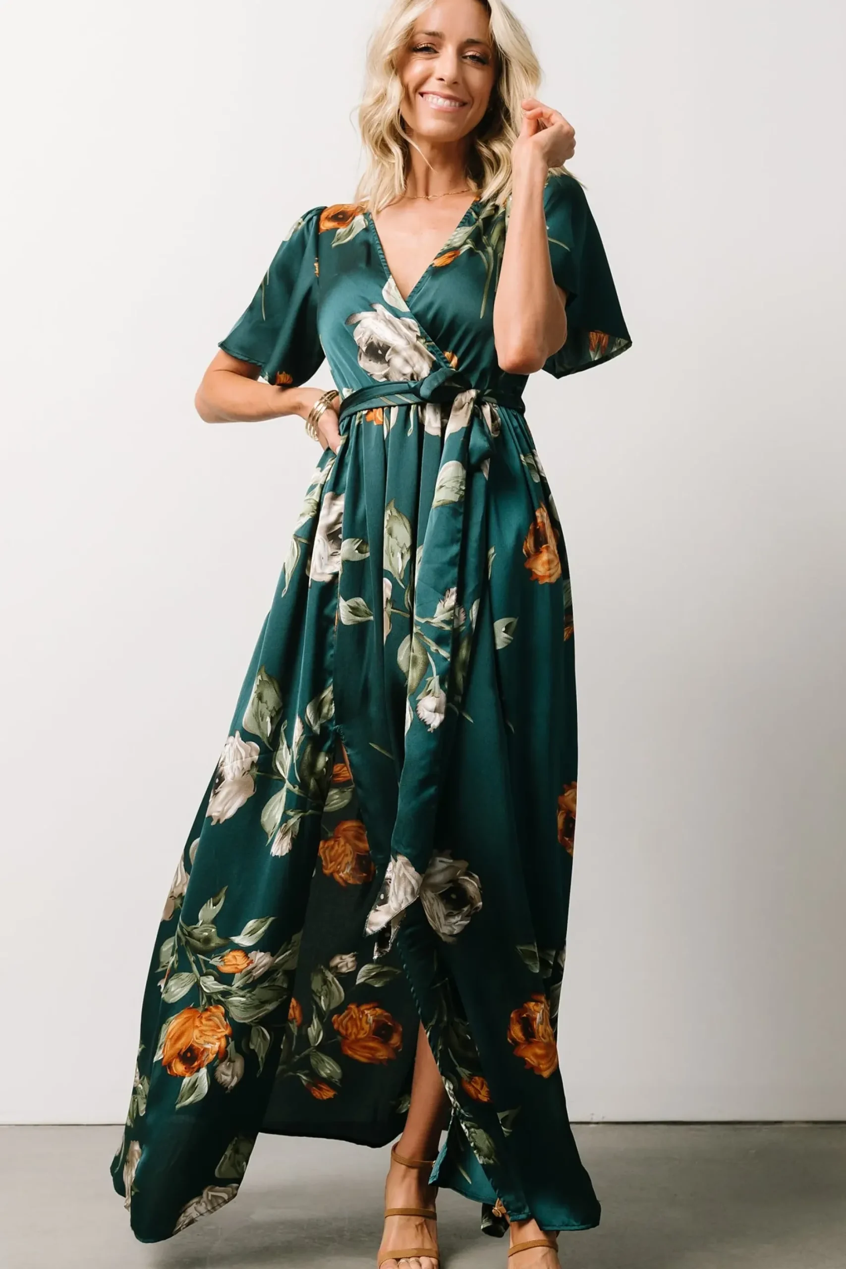 Baltic Born maxi dresses|WEDDING SUITE|Sicily Satin Maxi Dress | Deep Topaz Floral