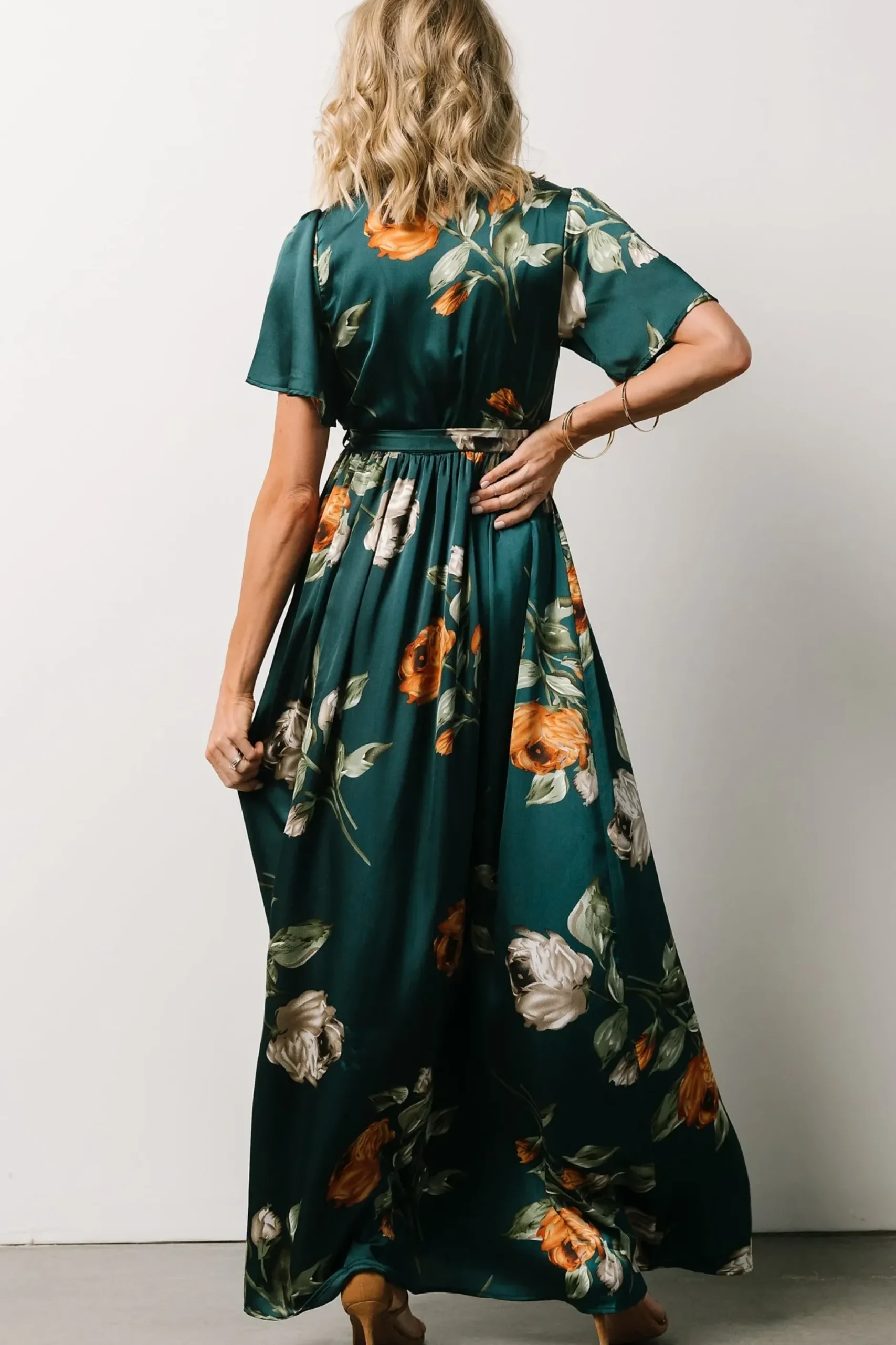 Baltic Born maxi dresses|WEDDING SUITE|Sicily Satin Maxi Dress | Deep Topaz Floral