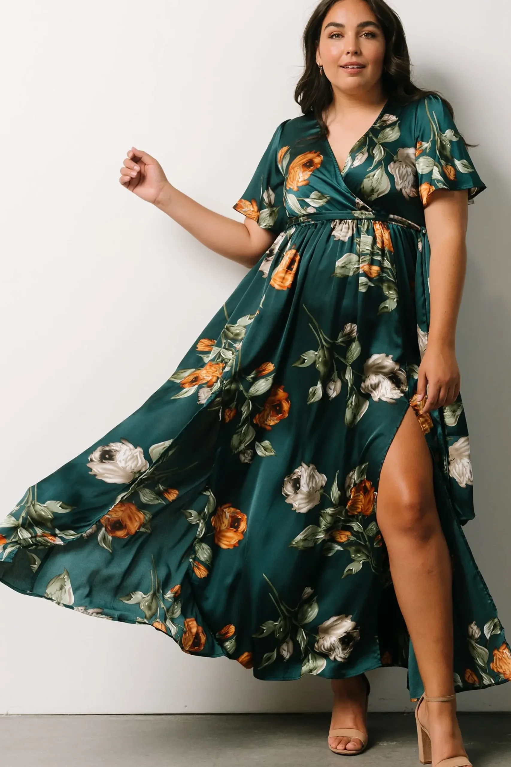 Baltic Born maxi dresses|WEDDING SUITE|Sicily Satin Maxi Dress | Deep Topaz Floral
