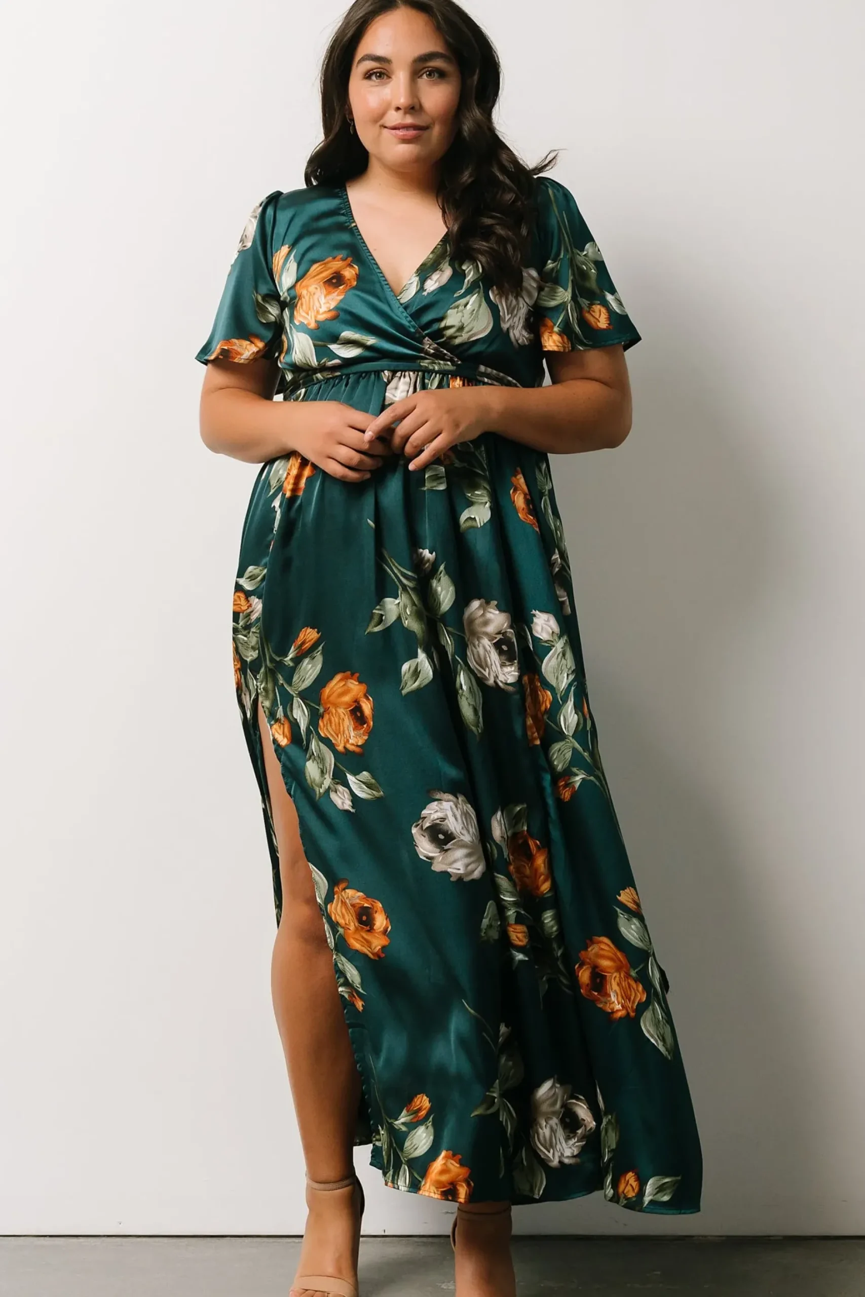 Baltic Born maxi dresses|WEDDING SUITE|Sicily Satin Maxi Dress | Deep Topaz Floral