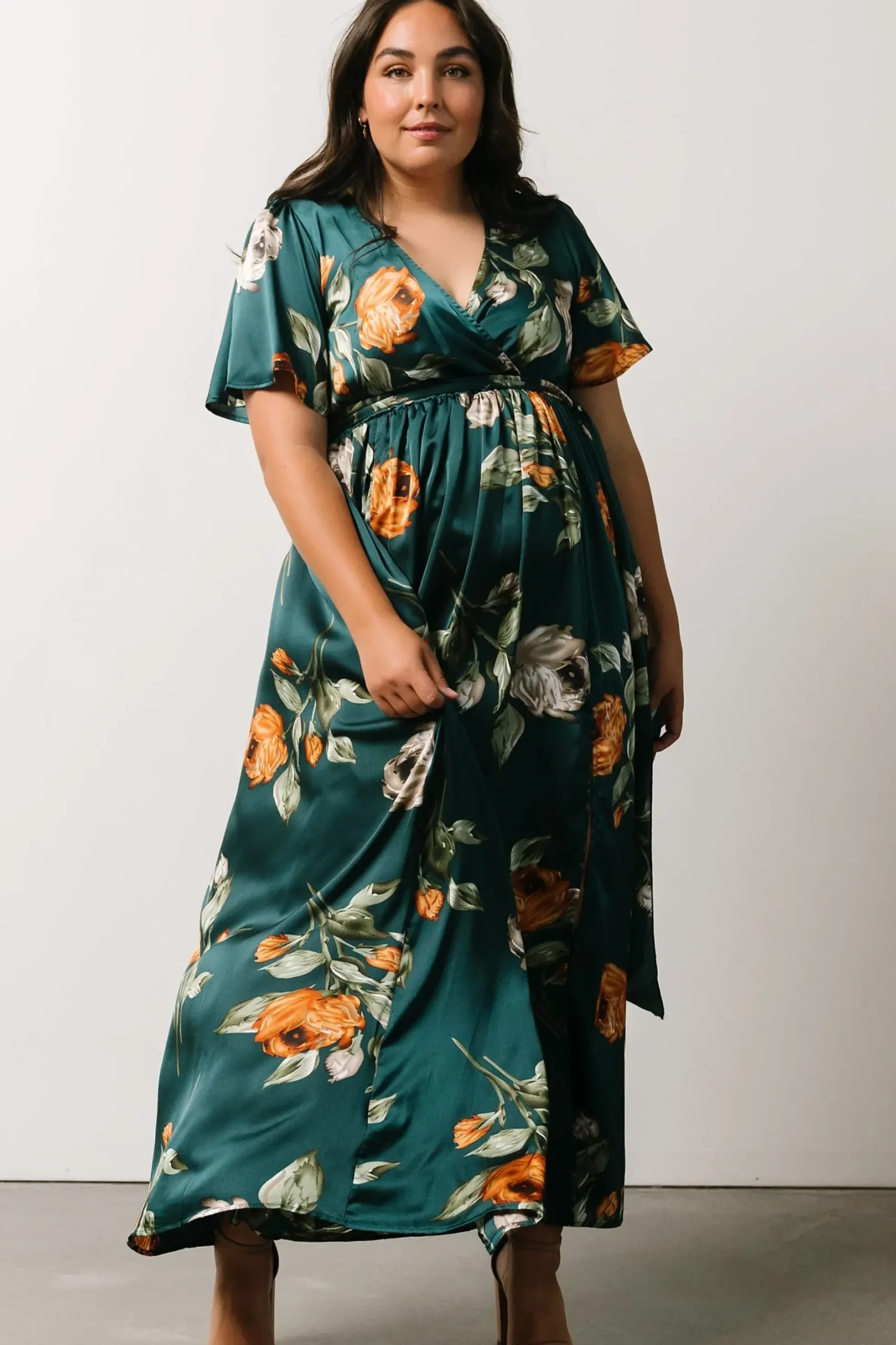 Baltic Born maxi dresses|WEDDING SUITE|Sicily Satin Maxi Dress | Deep Topaz Floral