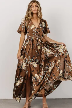 Baltic Born maxi dresses|WEDDING SUITE|Sicily Satin Maxi Dress | Mocha Floral
