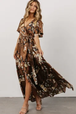 Baltic Born maxi dresses|WEDDING SUITE|Sicily Satin Maxi Dress | Mocha Floral
