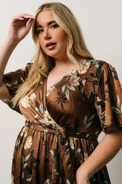Baltic Born maxi dresses|WEDDING SUITE|Sicily Satin Maxi Dress | Mocha Floral