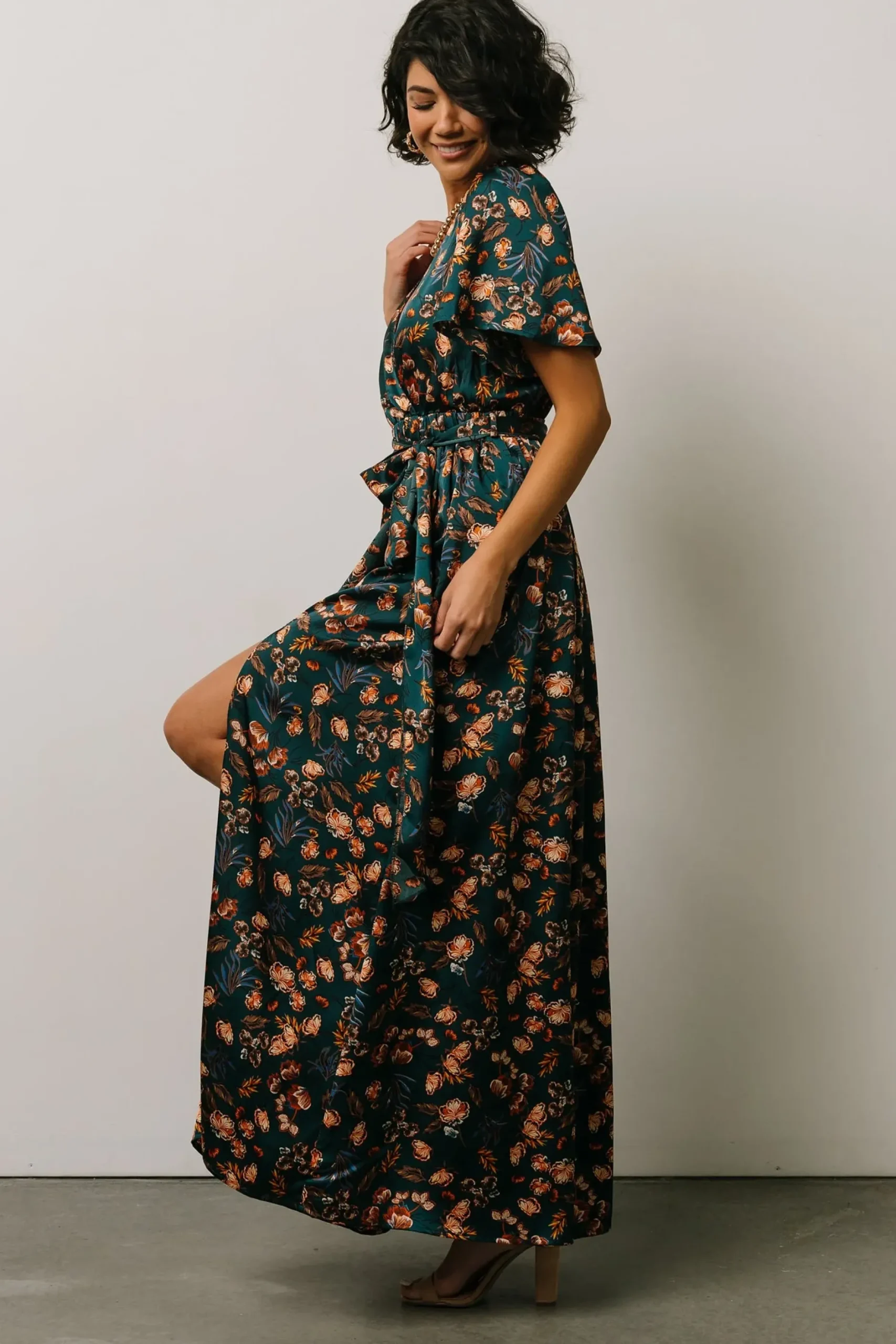 Baltic Born maxi dresses|WEDDING SUITE|Sicily Satin Maxi Dress | Jade Multi Print