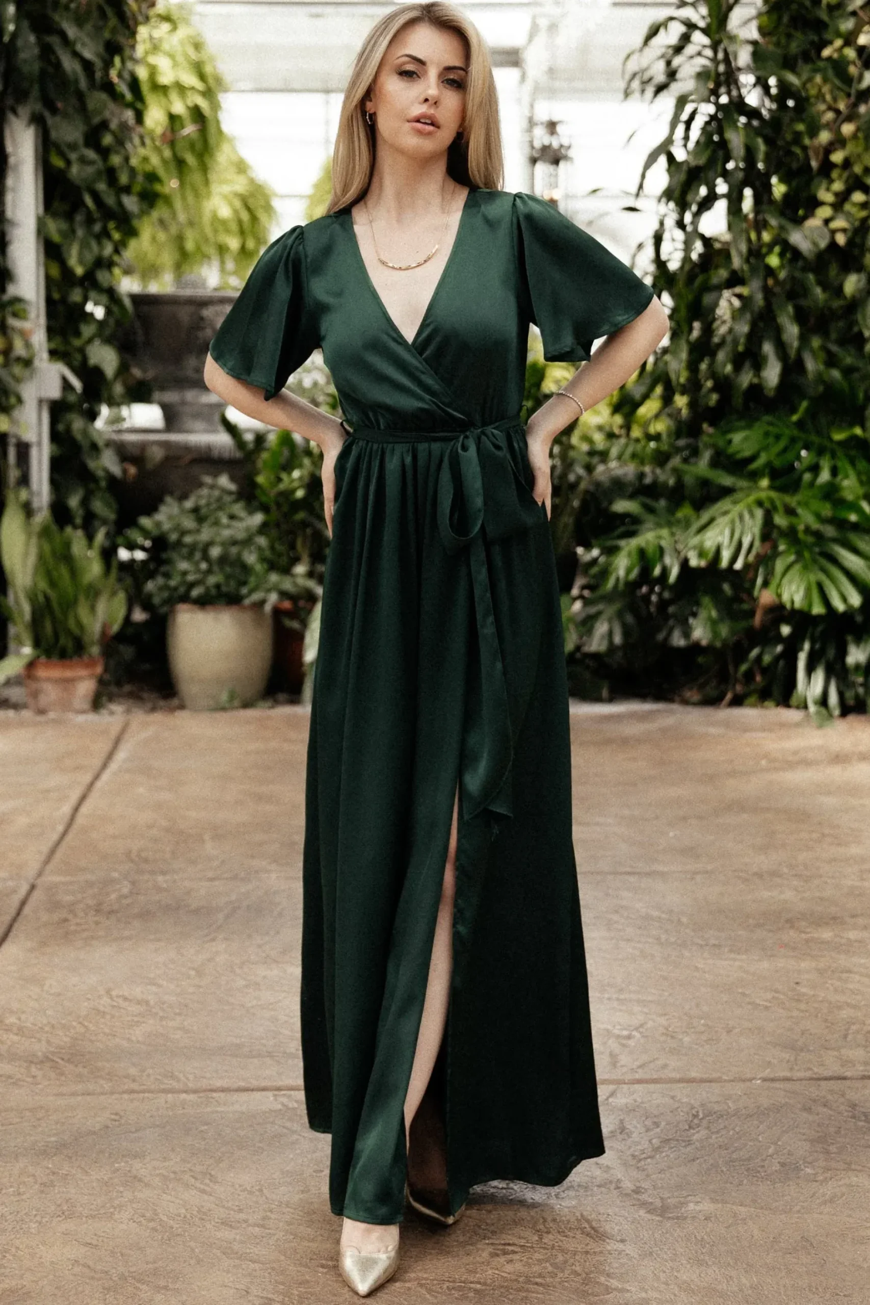 Baltic Born maxi dresses|WEDDING SUITE|Sicily Satin Maxi Dress | Emerald