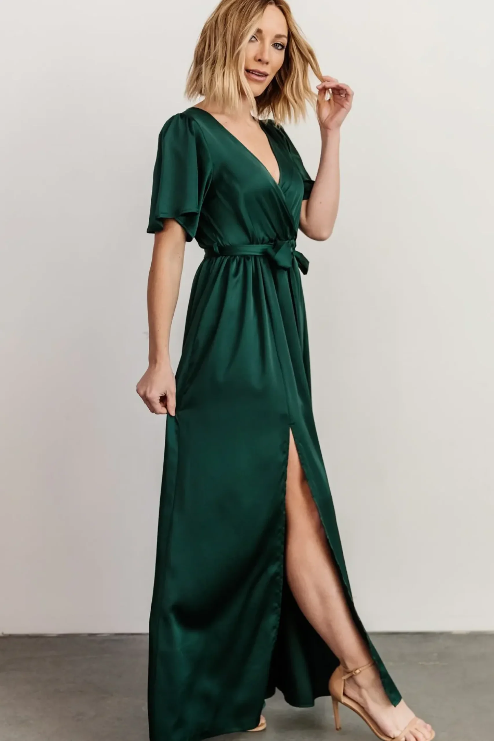 Baltic Born maxi dresses|WEDDING SUITE|Sicily Satin Maxi Dress | Emerald