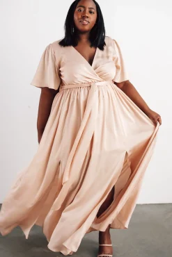 Baltic Born maxi dresses|WEDDING SUITE|Sicily Satin Maxi Dress | Natural