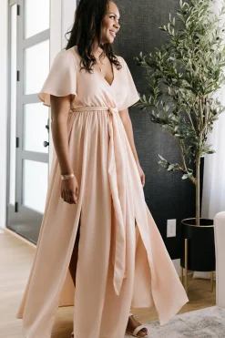 Baltic Born maxi dresses|WEDDING SUITE|Sicily Satin Maxi Dress | Natural