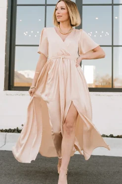 Baltic Born maxi dresses|WEDDING SUITE|Sicily Satin Maxi Dress | Natural