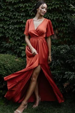 Baltic Born maxi dresses|WEDDING SUITE|Sicily Satin Maxi Dress | Rust