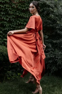 Baltic Born maxi dresses|WEDDING SUITE|Sicily Satin Maxi Dress | Rust