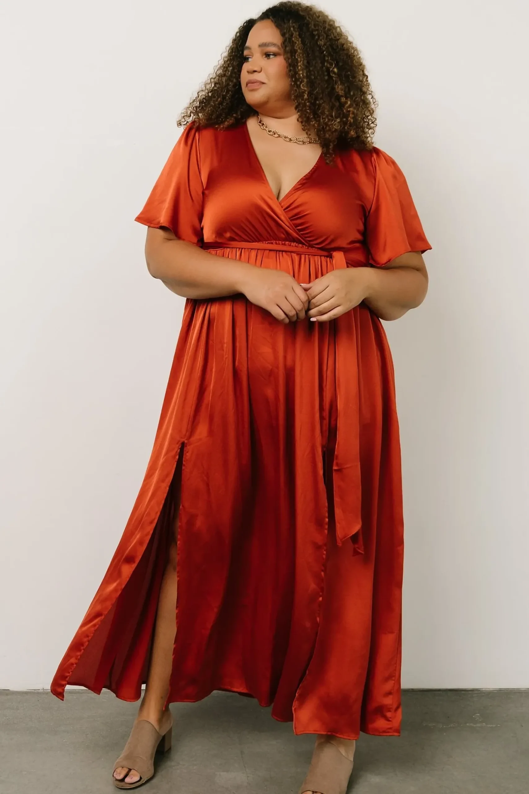 Baltic Born maxi dresses|WEDDING SUITE|Sicily Satin Maxi Dress | Rust