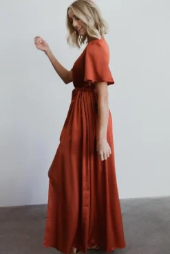 Baltic Born maxi dresses|WEDDING SUITE|Sicily Satin Maxi Dress | Rust