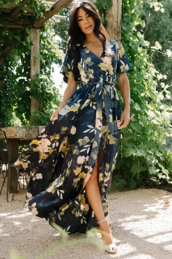 Baltic Born maxi dresses|WEDDING SUITE|Sicily Satin Maxi Dress | Navy Floral