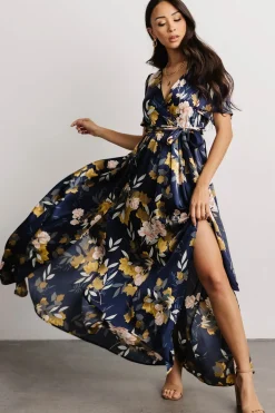 Baltic Born maxi dresses|WEDDING SUITE|Sicily Satin Maxi Dress | Navy Floral