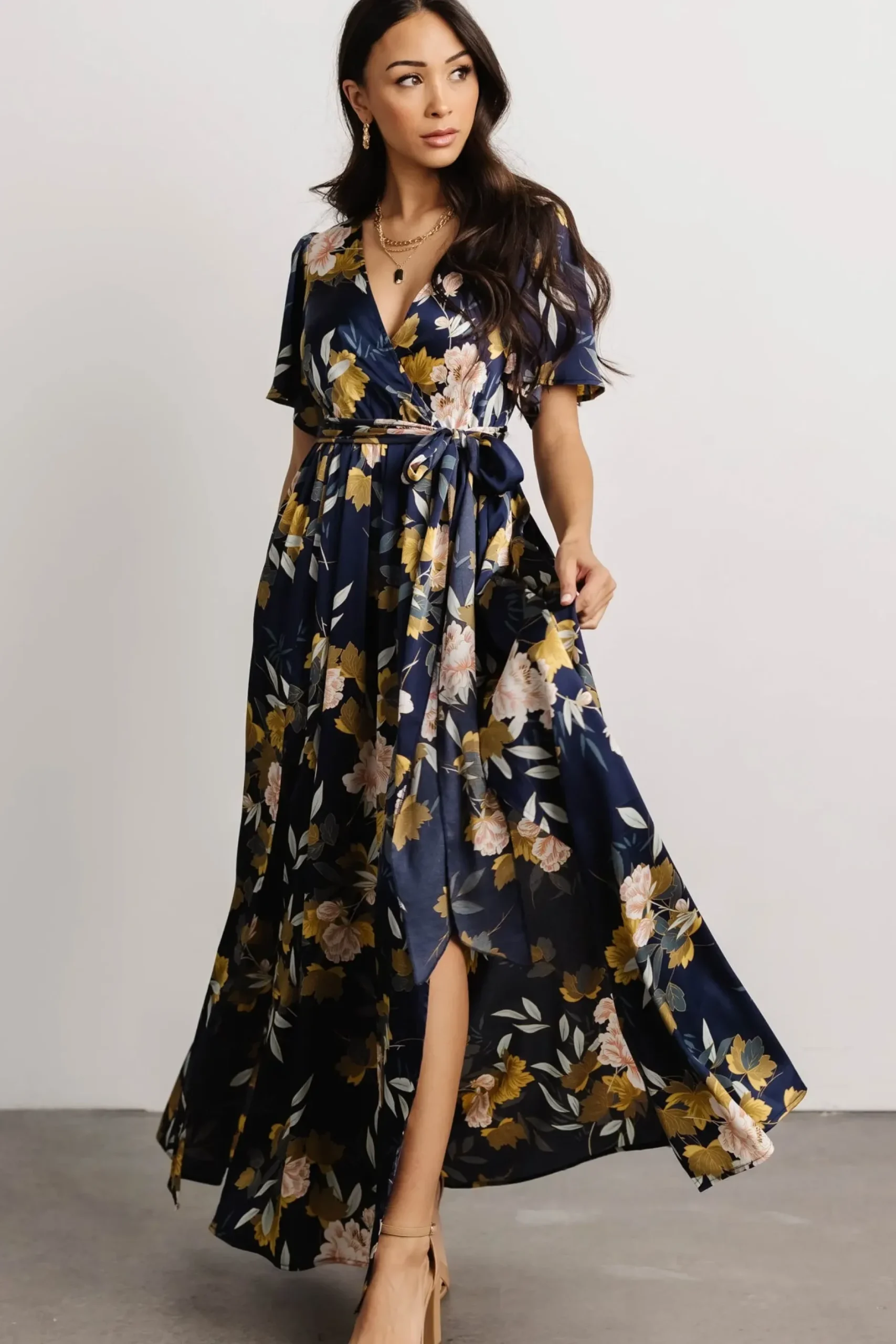 Baltic Born maxi dresses|WEDDING SUITE|Sicily Satin Maxi Dress | Navy Floral