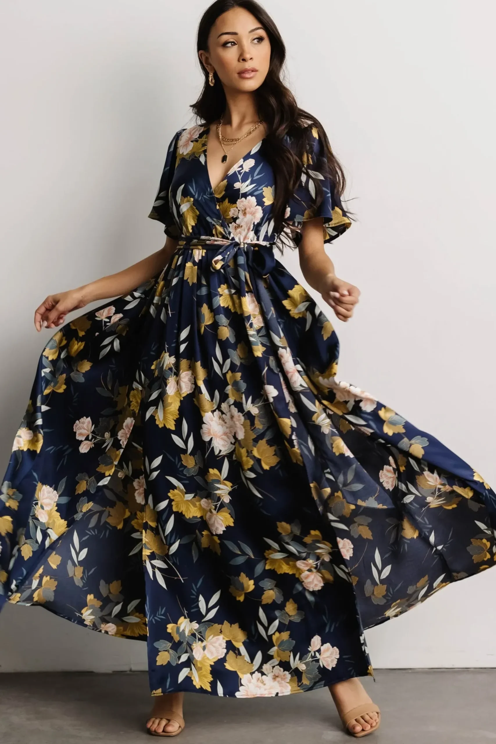 Baltic Born maxi dresses|WEDDING SUITE|Sicily Satin Maxi Dress | Navy Floral