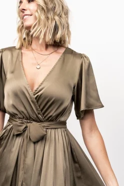 Baltic Born maxi dresses|WEDDING SUITE|Sicily Satin Maxi Dress | Olive