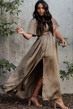 Baltic Born maxi dresses|WEDDING SUITE|Sicily Satin Maxi Dress | Olive